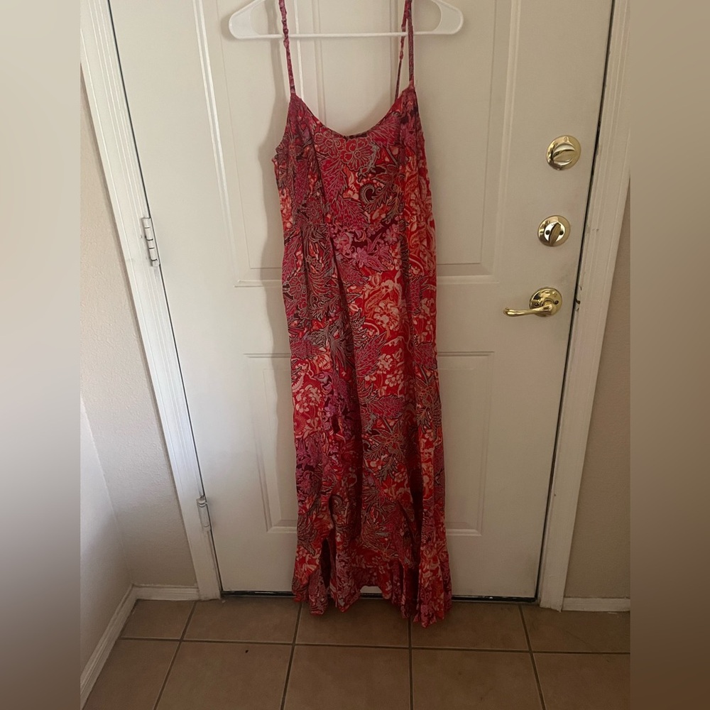 Free people maxi dress with ruffle slit